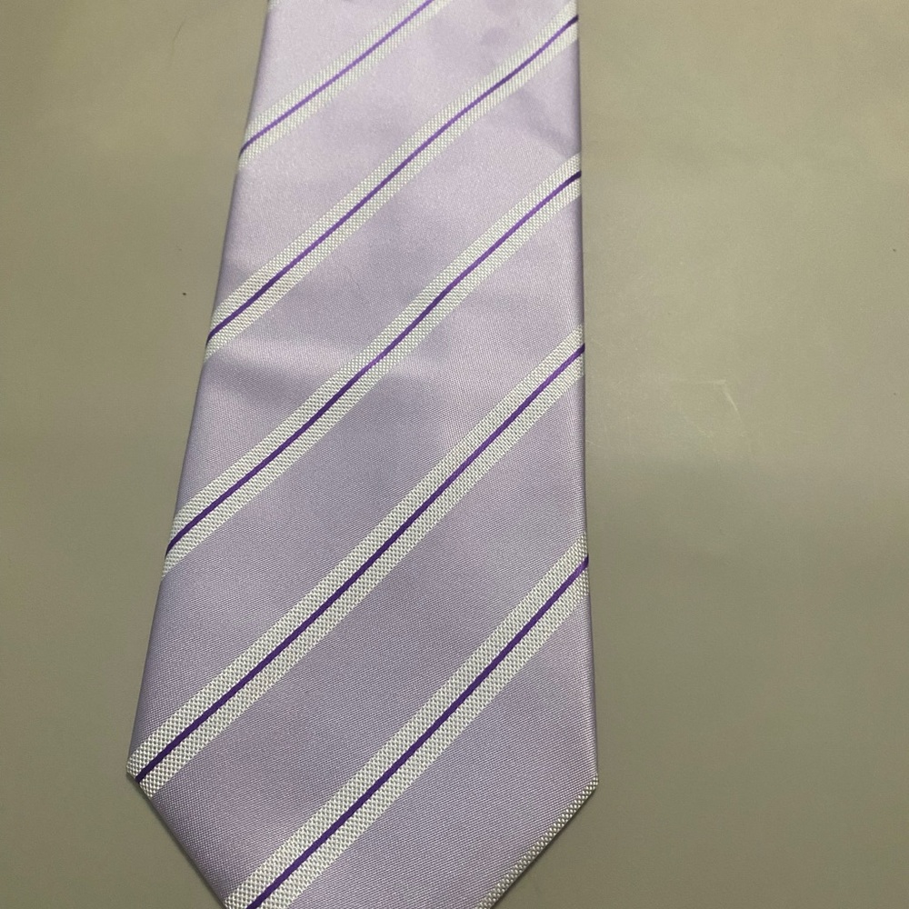 ANGELO ROSSI TIE- Designed in Italy/ lavender with stripes / microfiber